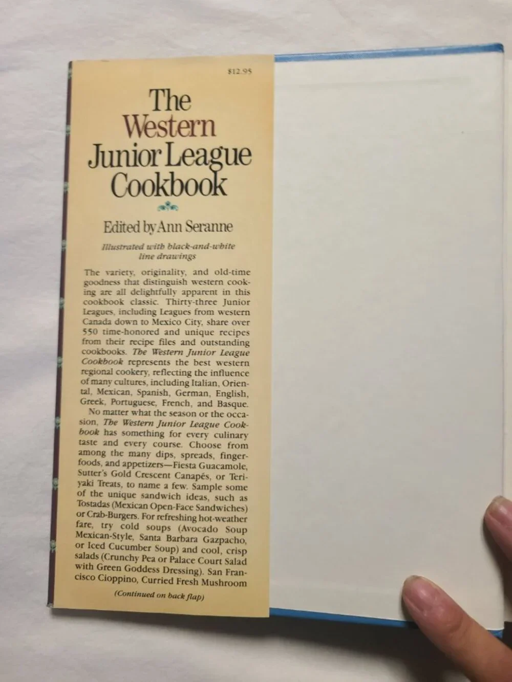 Western Junior League Cookbook Ann Seranne Hardcover Regional Recipes USA